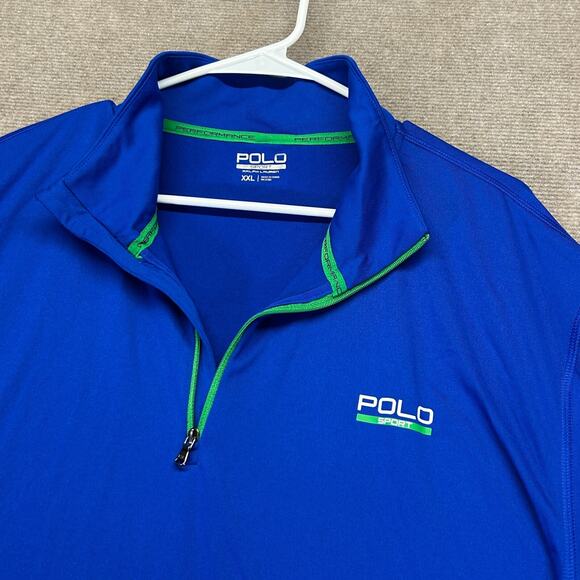 Ralph Lauren Polo Sport 1/4 Zip Pullover Men's 2XL Sapphire Blue Thermo Vent NEW - Picture 2 of 14